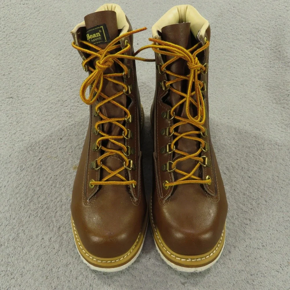 Vintage LL Bean Mens 8 Felt Sole Wading Fly Fishing Boots 80s Made in USA Brown
